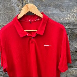 Nike Tiger Woods Collection Men’s XL Red Snap Button Polo Shirt Golf Performance